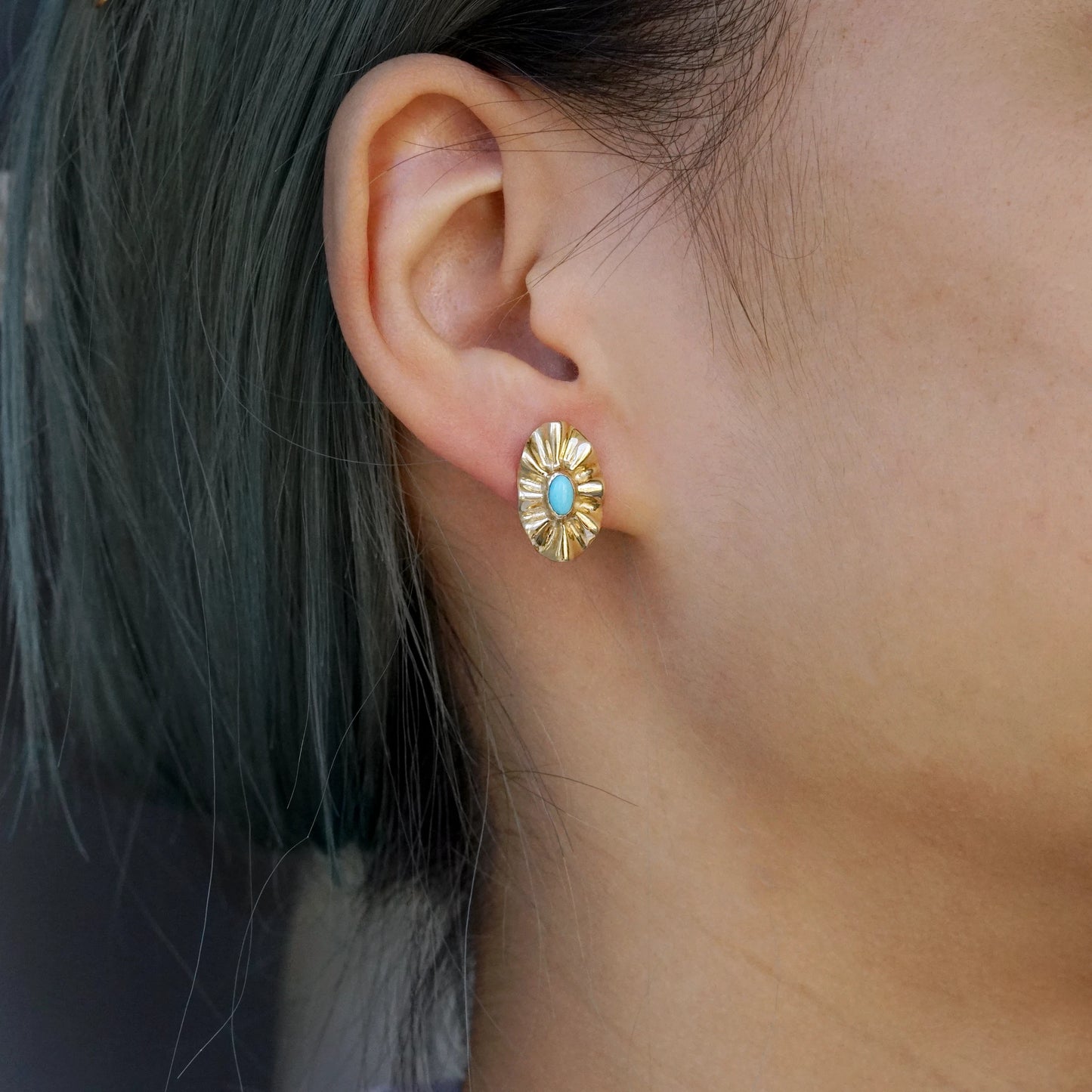 Ruffle earrings with turquoise