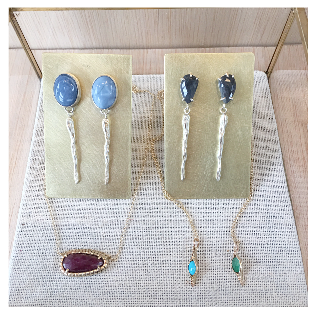 Sapphire earrings with silver drops