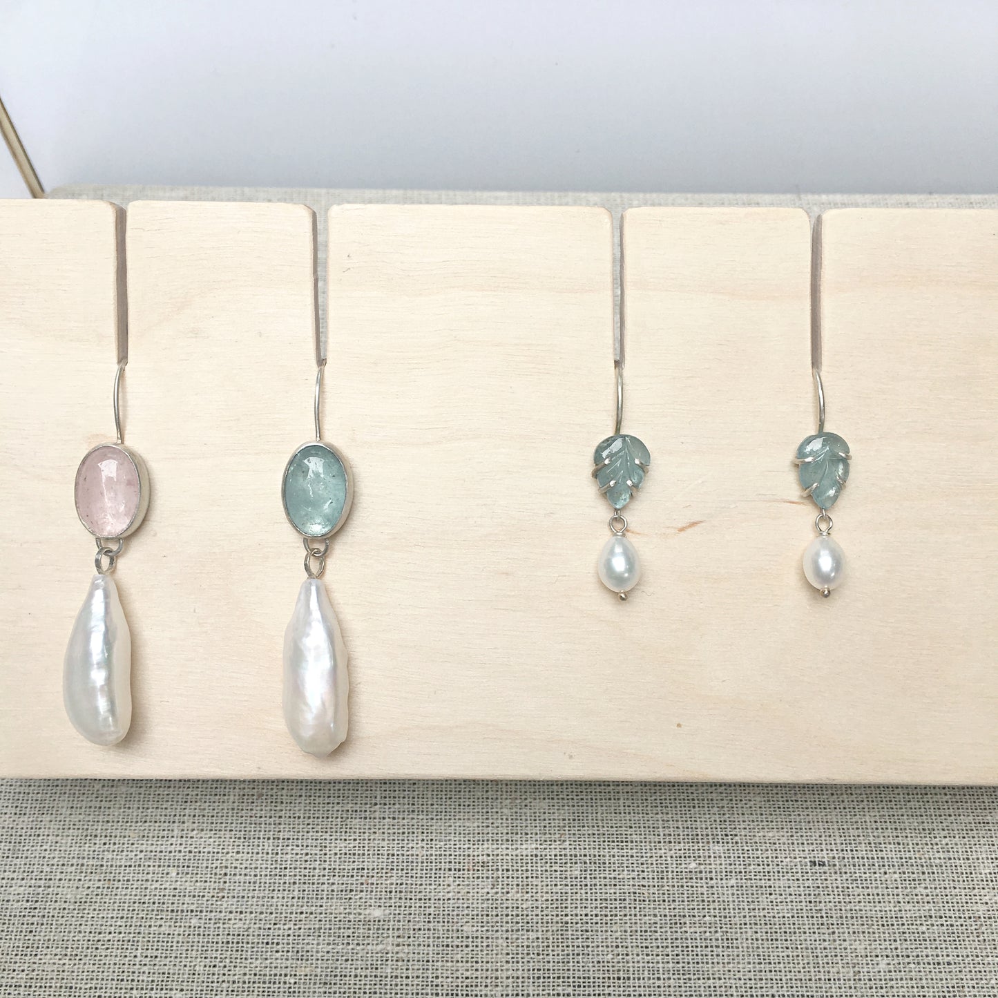 Mix + match aquamarine earrings with baroque pearls