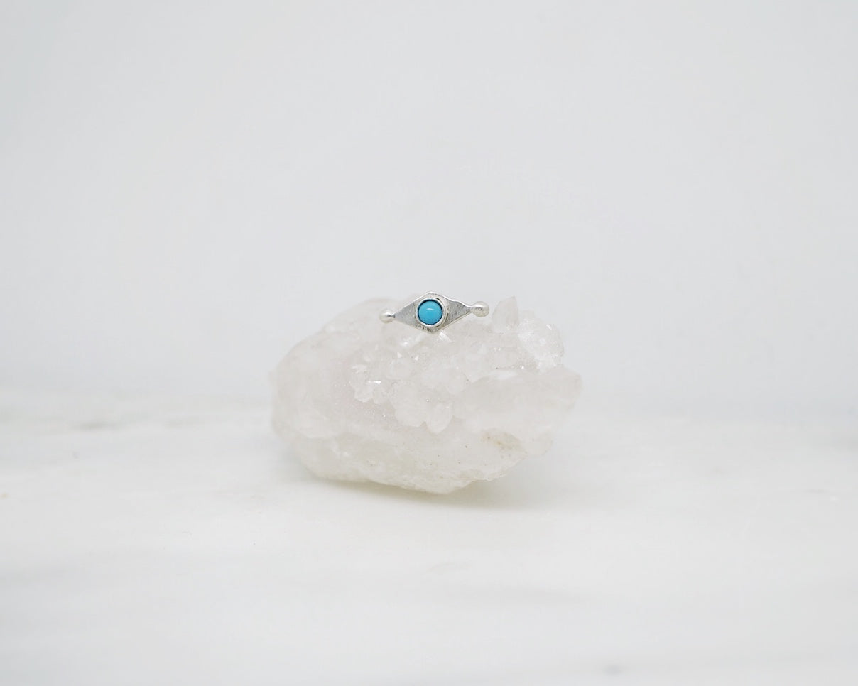 Mini shield studs with turquoise