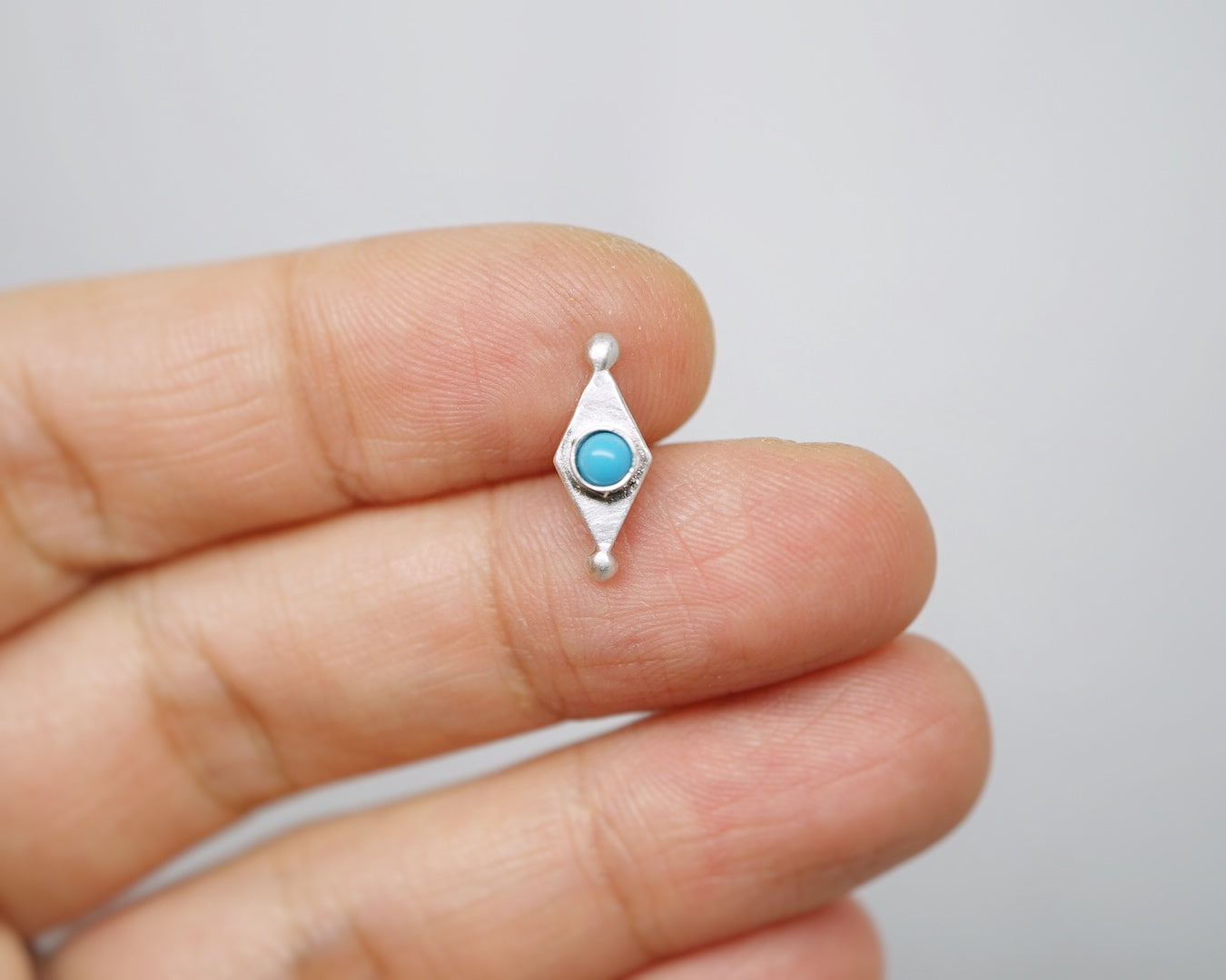 Mini shield studs with turquoise