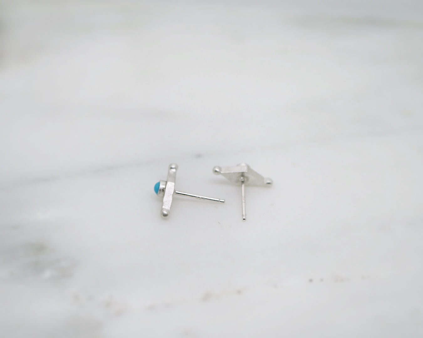 Mini shield studs with turquoise