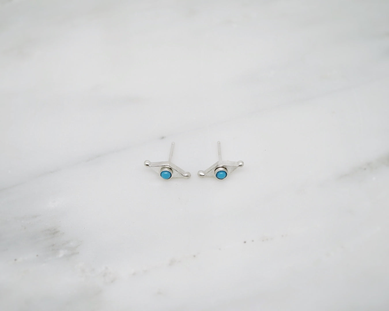 Mini shield studs with turquoise
