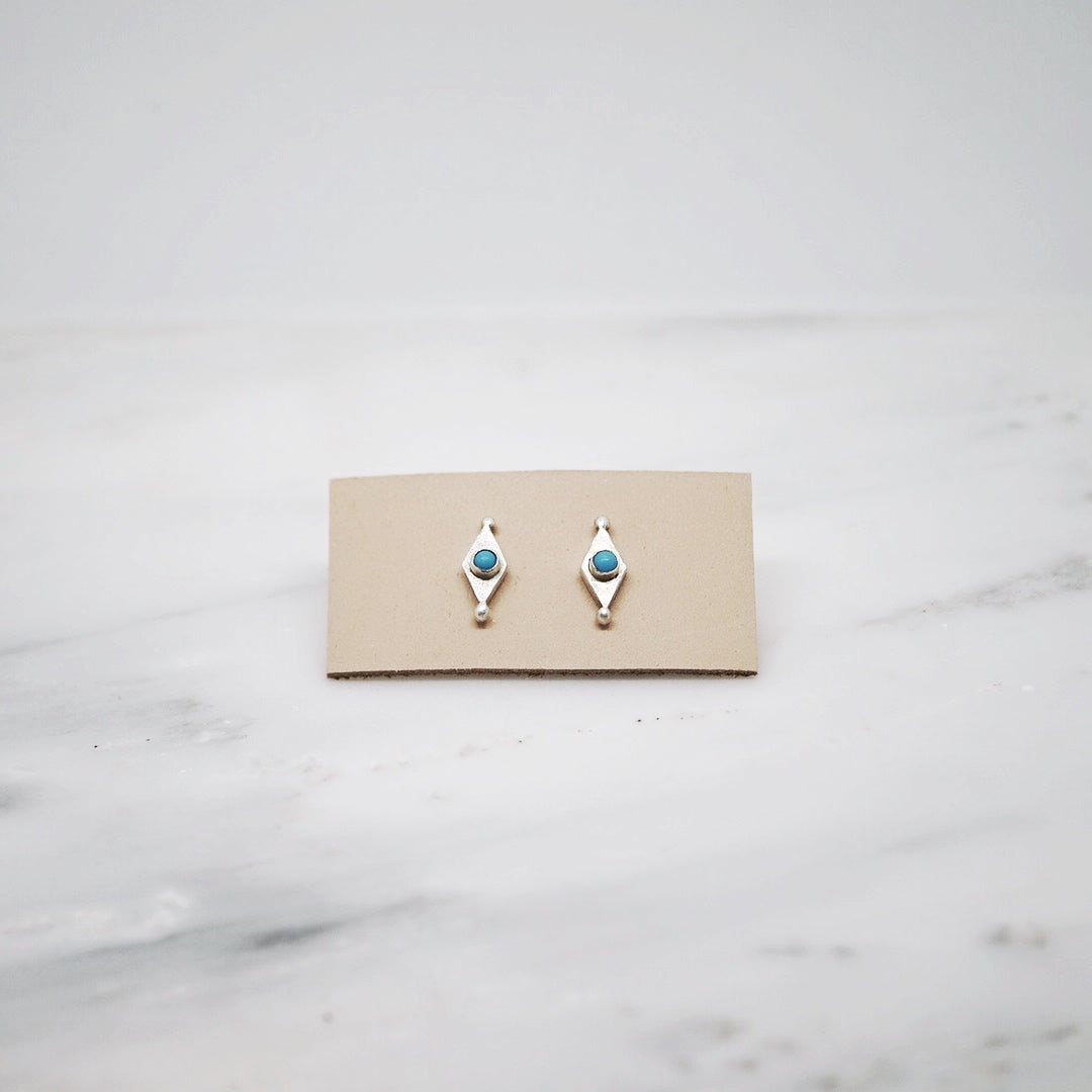 Mini shield studs with turquoise