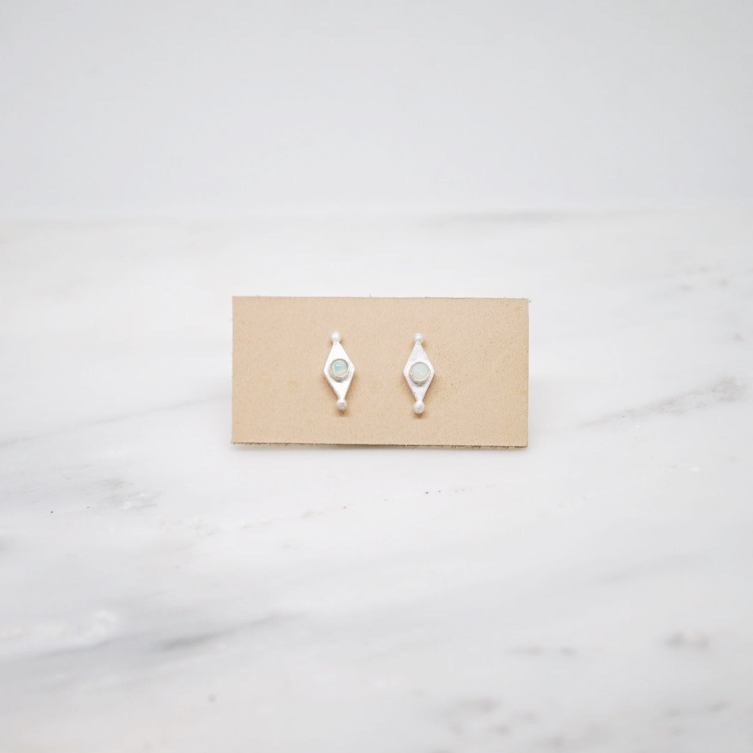 Mini shield studs with Opal