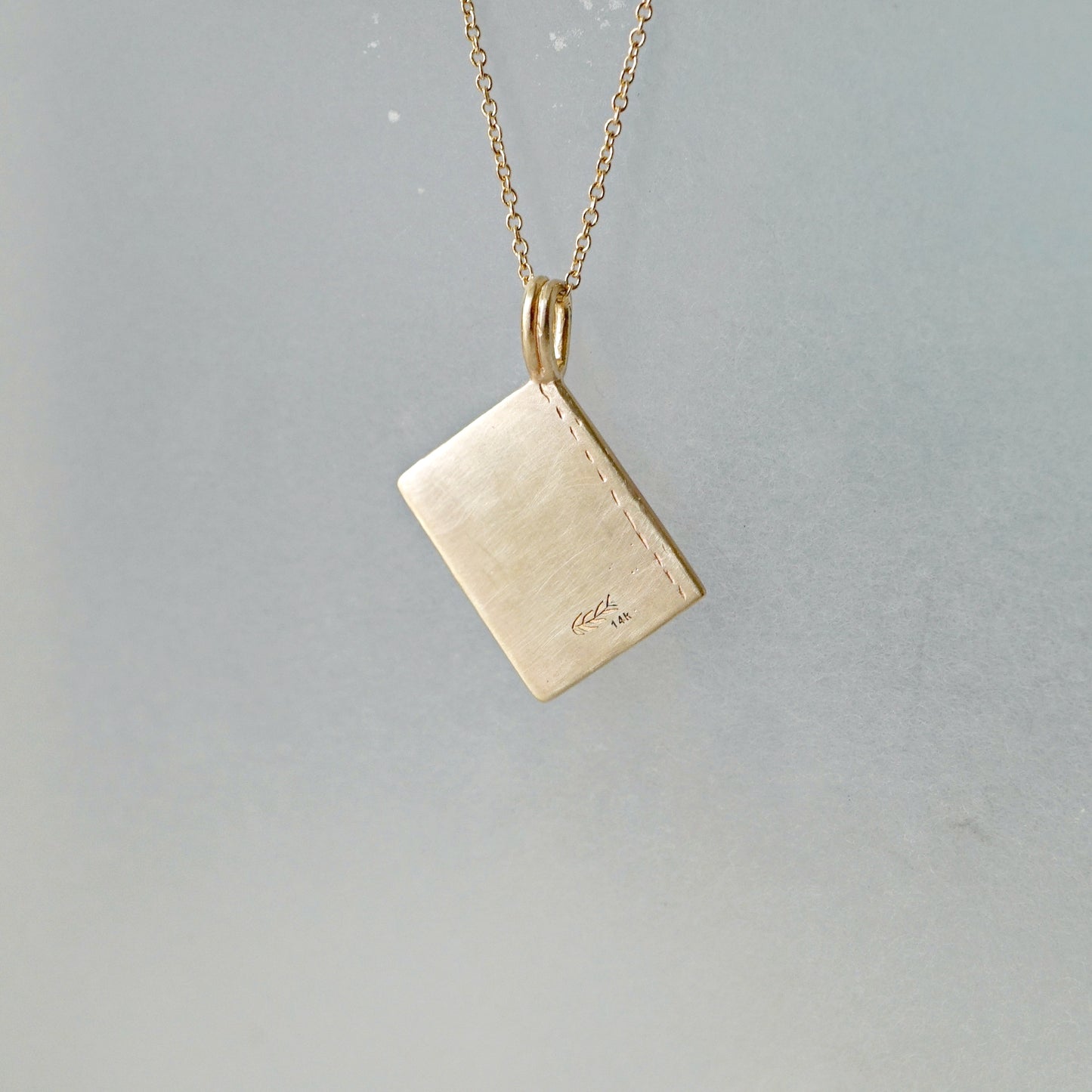 Initial book pendant necklace-14k gold