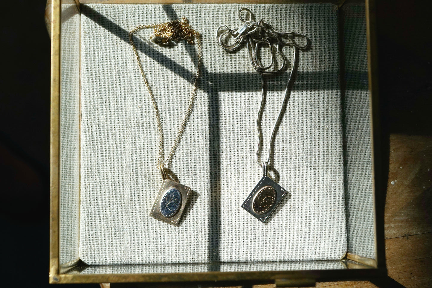 Initial book pendant necklace-14k gold