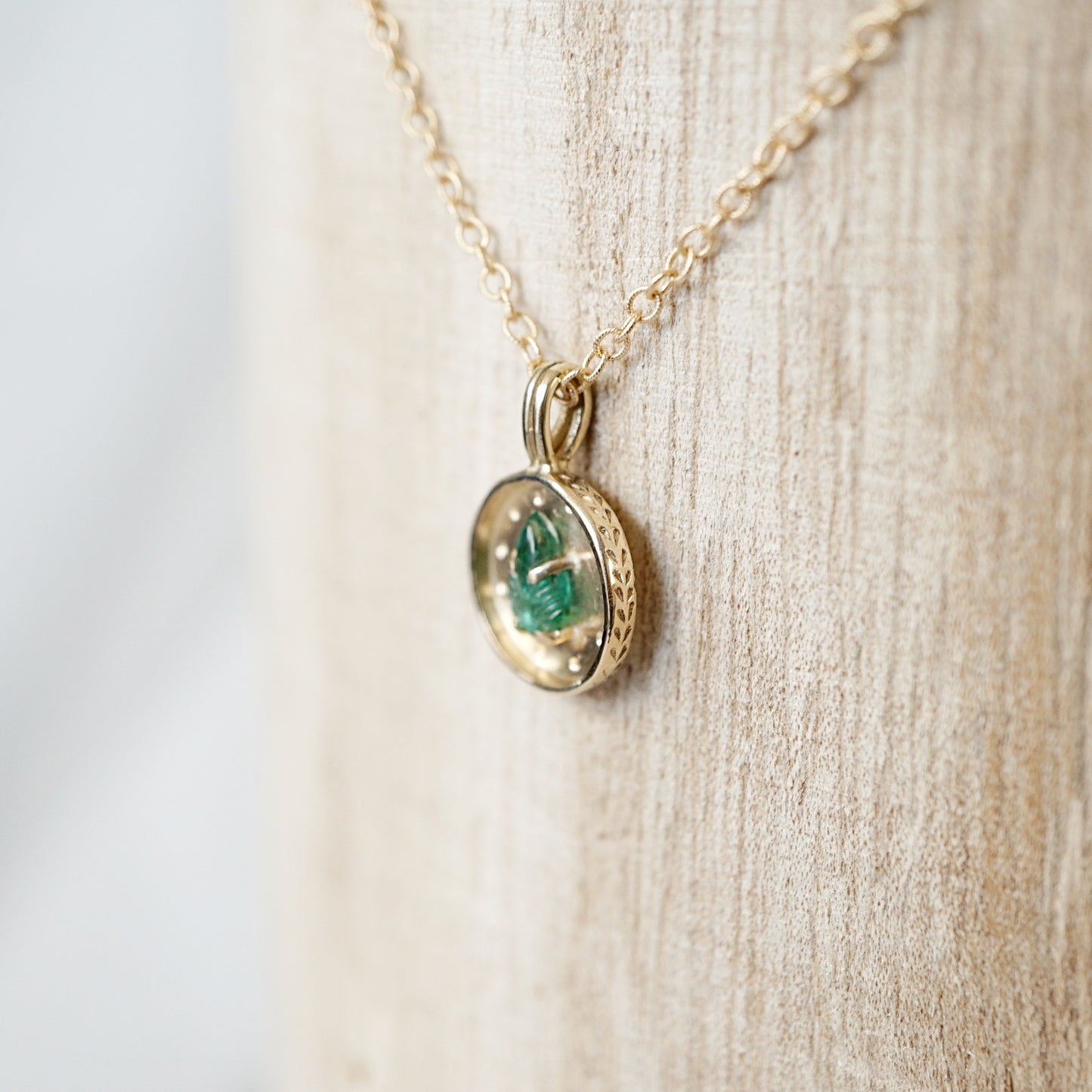 Pendant of Curiosities: leafy emerald