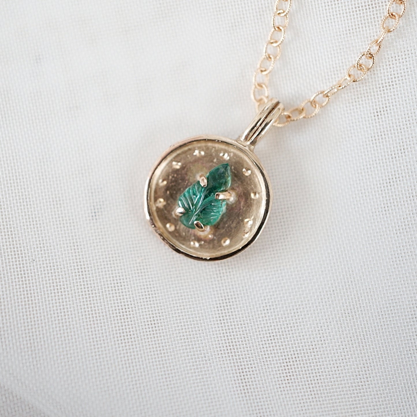 Pendant of Curiosities: leafy emerald