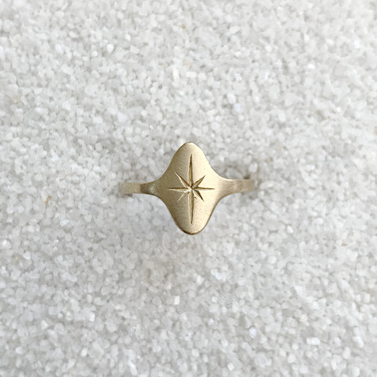 Étoile Signet Ring in 14k Gold Satin Finish