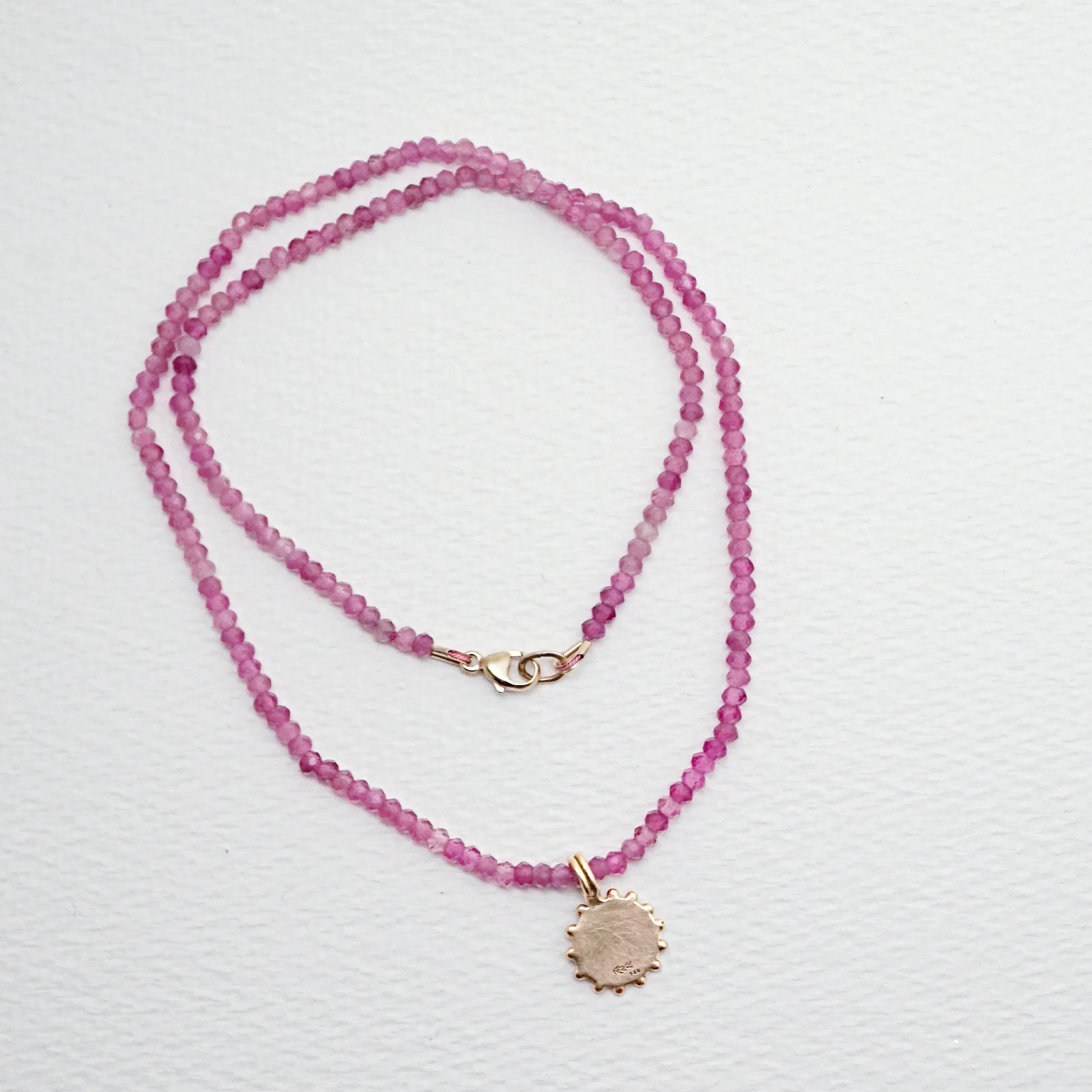 pink tourmaline necklace gold