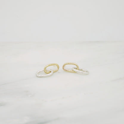 Bold chain earrings-double with 14k gold