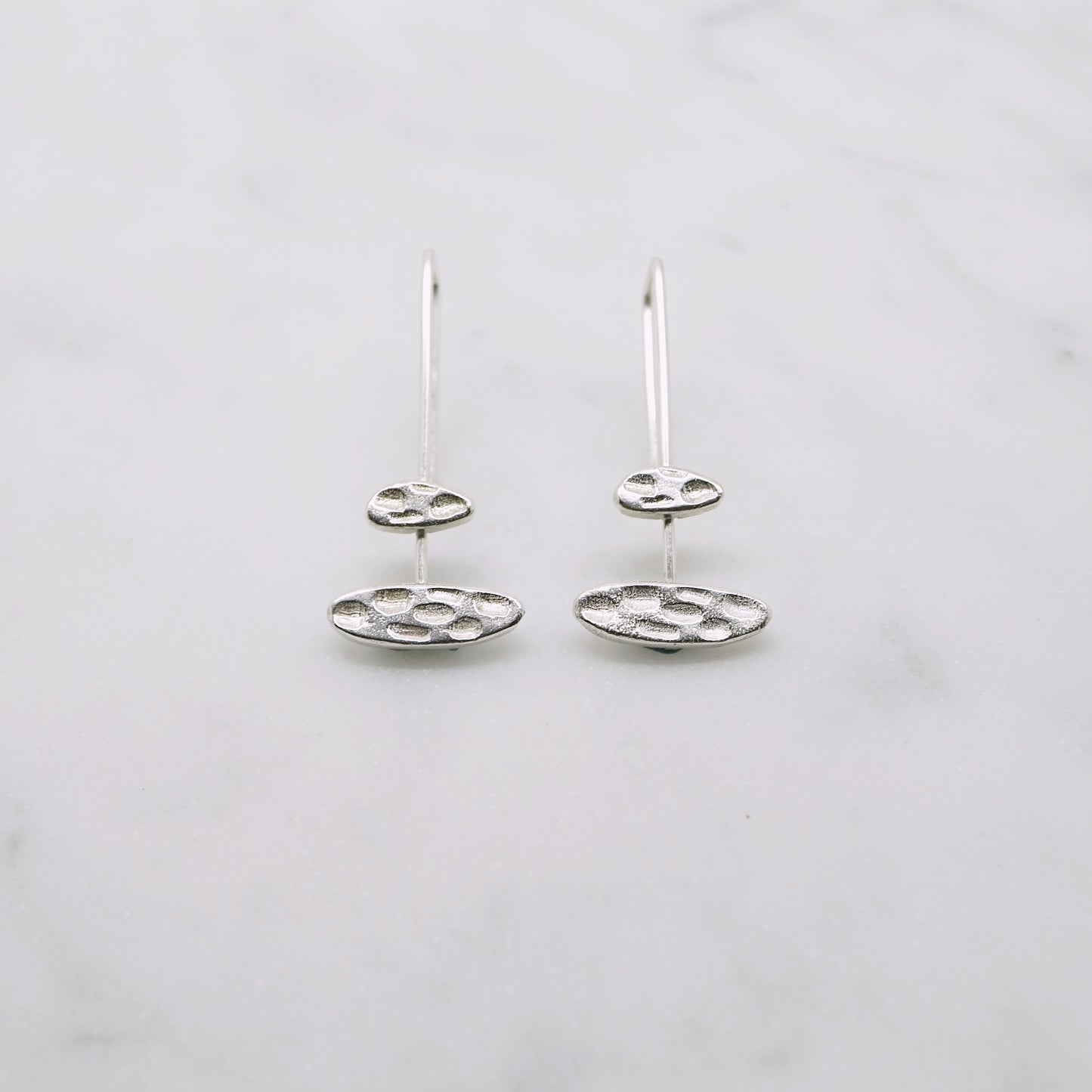 Textured bar drop earrings-double