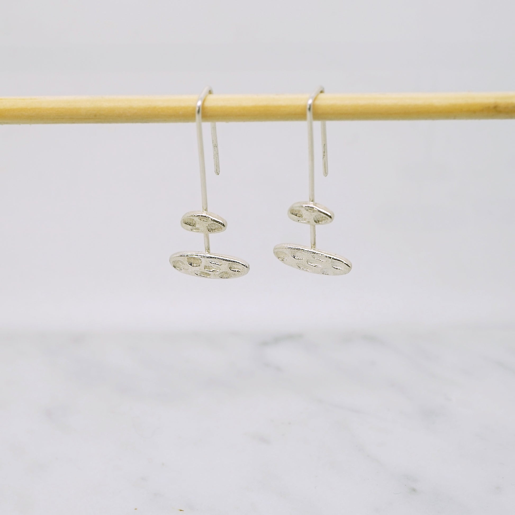 Textured bar drop earrings-double