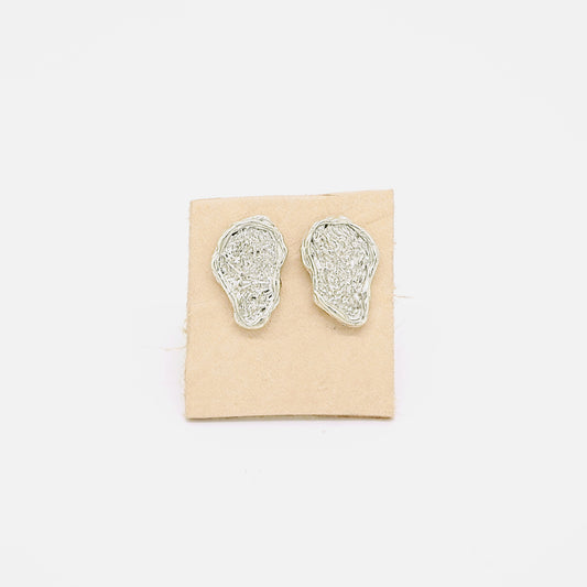 Textured nugget studs-silver