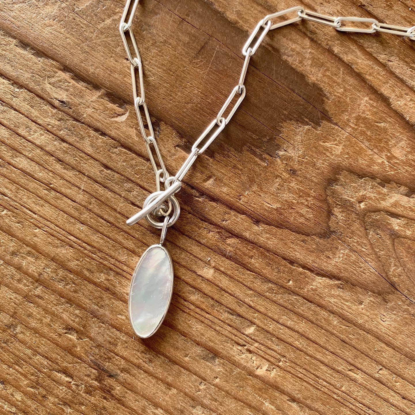 White Oval Pendant Necklace