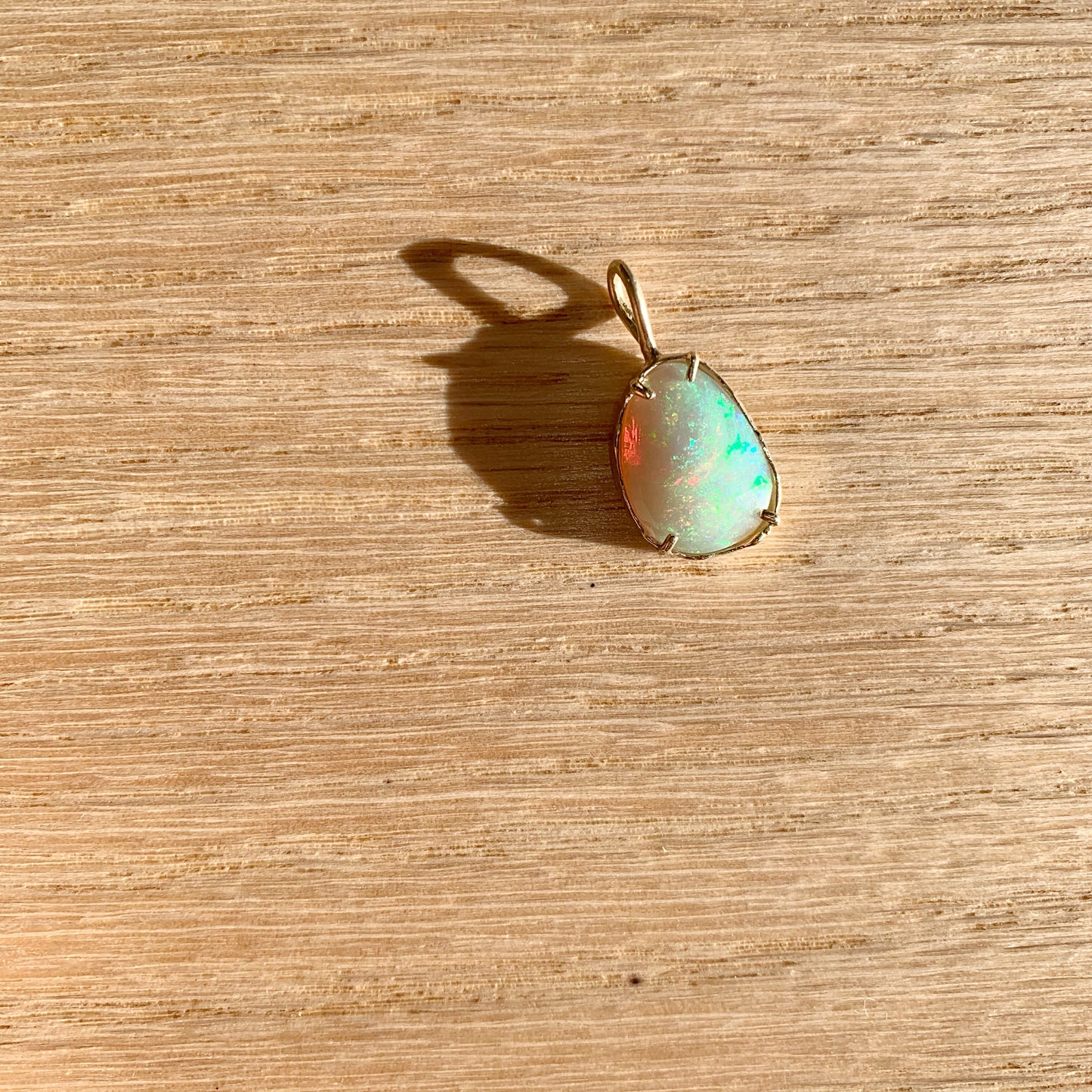 Opal Pendant with organic texture in 14k gold