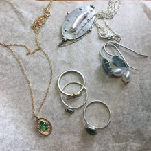 Load image into Gallery viewer, Art pendant necklace with keshi pearl and sapphires
