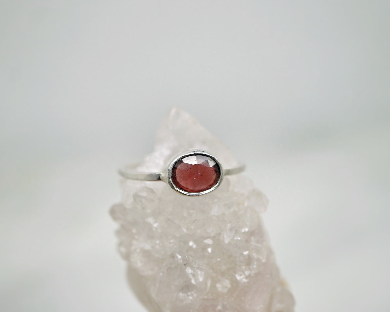 Garnet solitaire ring