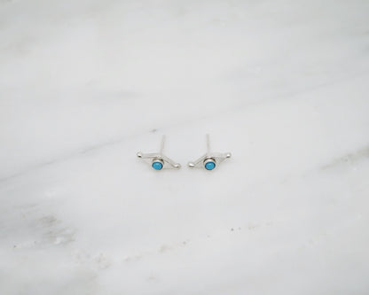 Mini shield studs with turquoise