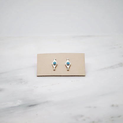 Mini shield studs with turquoise