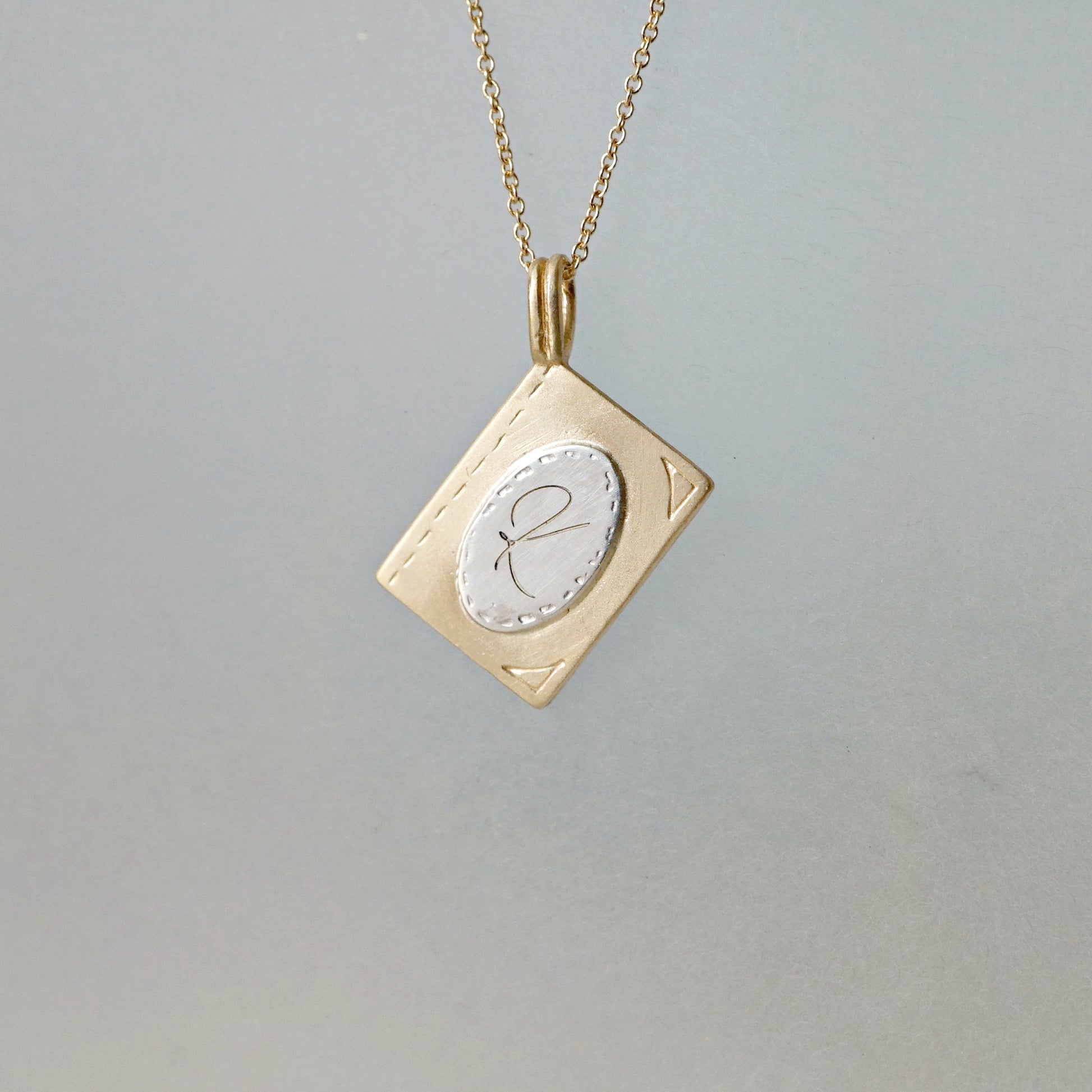 Initial book pendant necklace-14k gold