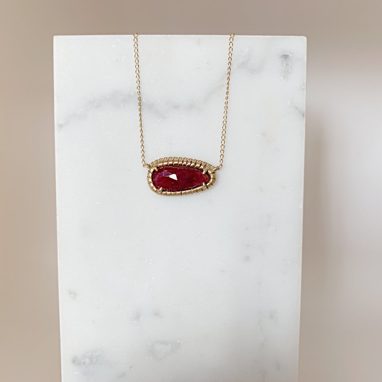 Soleil Pendant Necklace with Ruby in 14k gold