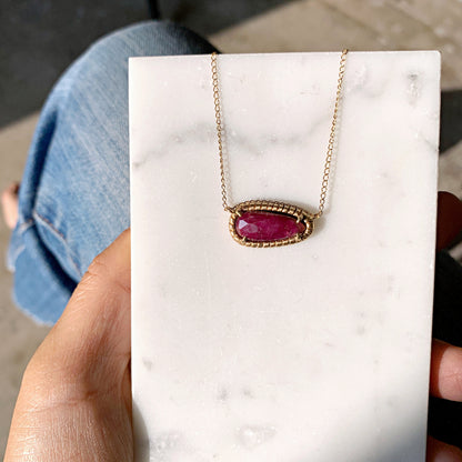 Soleil Pendant Necklace with Ruby in 14k gold