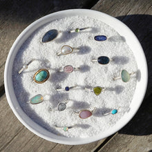 Load image into Gallery viewer, Sapphire ring with hand-carved feather textures

