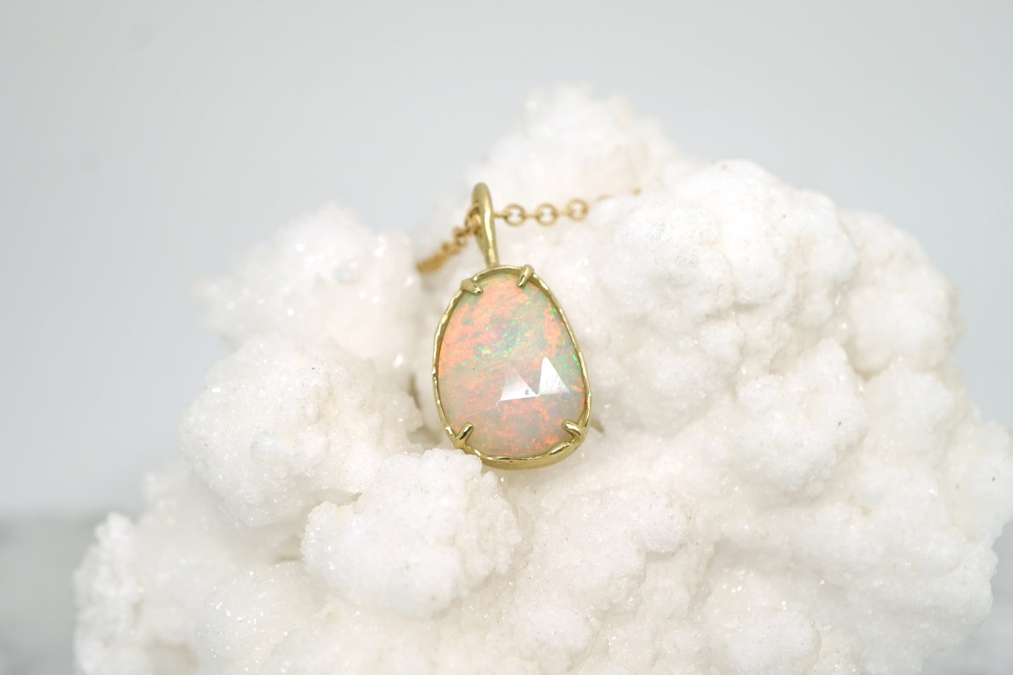 Opal Pendant with organic texture in 14k gold