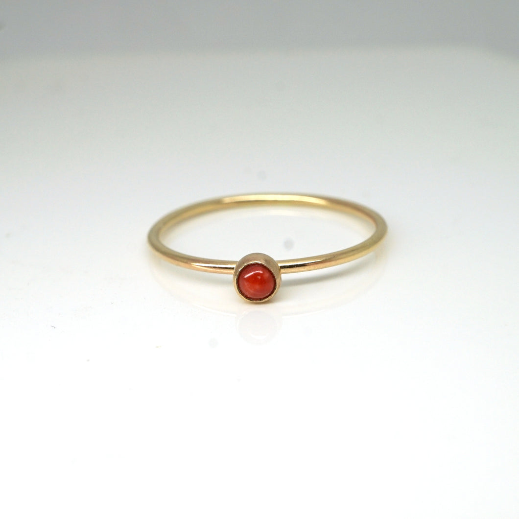 Rainbow Bezel Ring-Coral