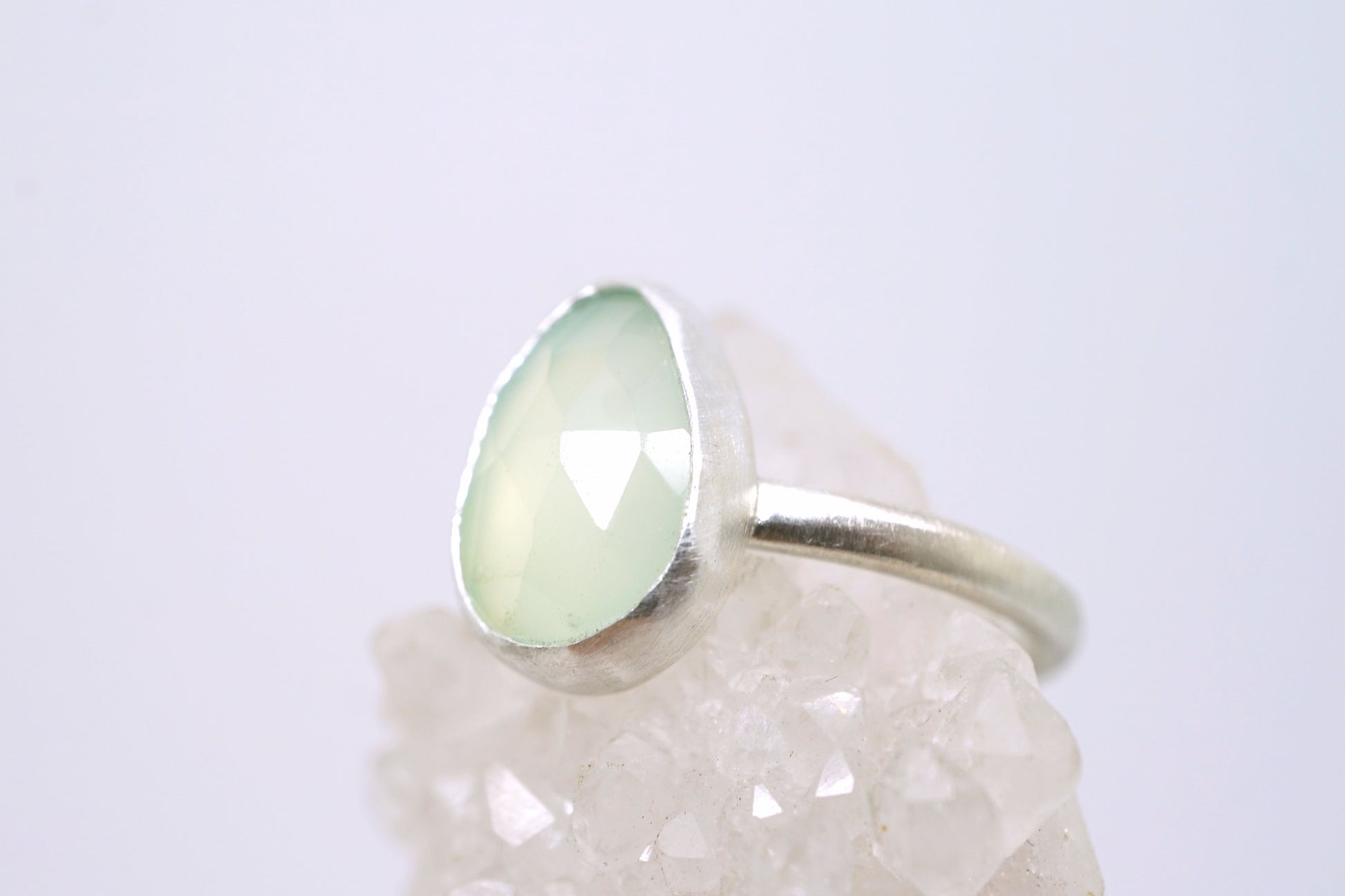 Seafoam chalcedony solitaire ring